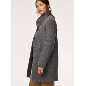 Aritzia Wilfred Cocoon Coat - Grey Plaid XS